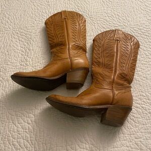 Womens ACME Camel Colour Leather Cowboy Boots